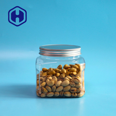 جرة بلاستيكية مربعة بقبضة قصيرة 1000 مل خالية من Bpa مع غطاء من الألومنيوم