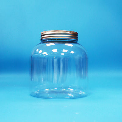 زجاجات الطعام اليومية الشفافة من البلاستيك البيتمية المستديرة مع أغطية المسمار من الألومنيوم