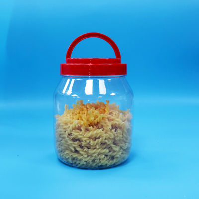 حلوى كوكي فم واسع بي تي إيه الصف الغذائي الشفافة الزجاجة الأسطوانية المسمار الغطاء الأحمر