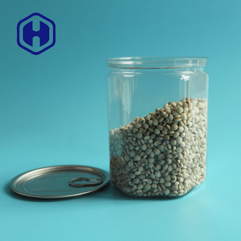 سداسية 520 مل Bpa خالية من سهلة الفتح PET علبة بلاستيكية فارغة لتغليف المواد الغذائية السائبة