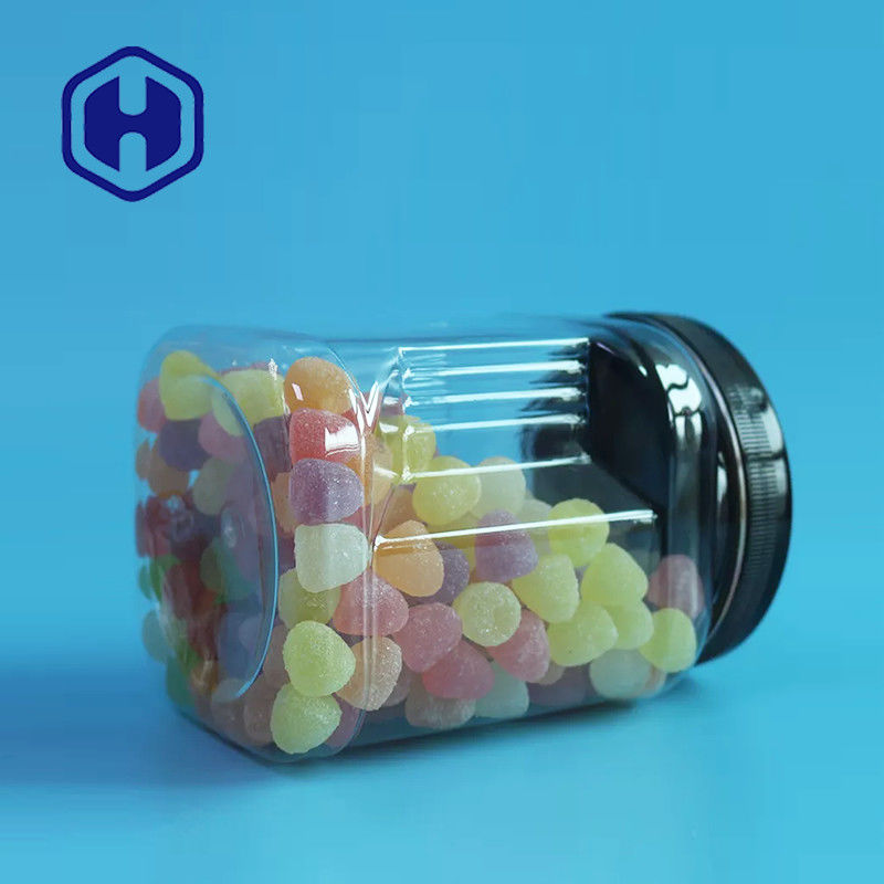 عبوات بلاستيكية شفافة مربعة الشكل قابلة للتكديس مع أغطية مستديرة لتعبئة ملفات تعريف الارتباط