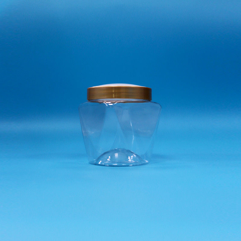 الفم العريض البلاستيكي PET الصف الغذائي الشفاف طعام الأطفال الحلوى جرة المسمار غطاء مسطح