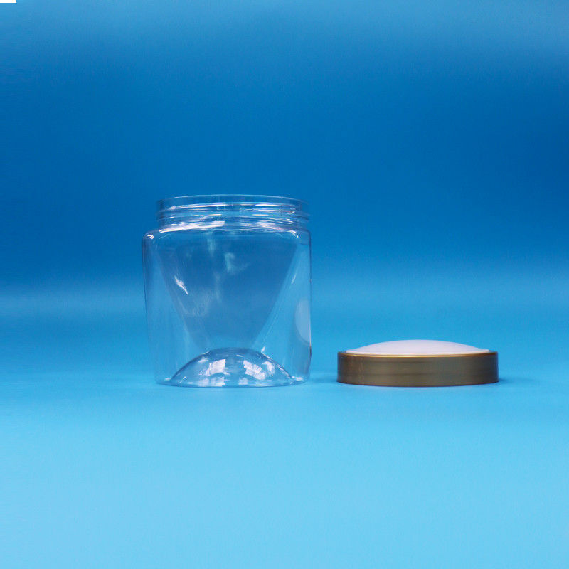 الفم العريض البلاستيكي PET الصف الغذائي الشفاف طعام الأطفال الحلوى جرة المسمار غطاء مسطح