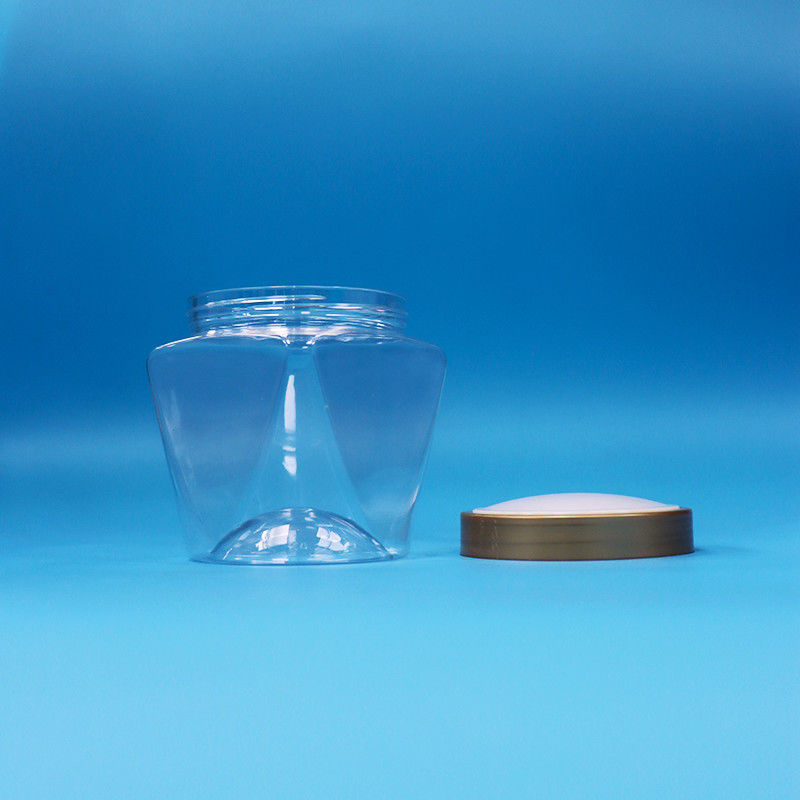 الفم العريض البلاستيكي PET الصف الغذائي الشفاف طعام الأطفال الحلوى جرة المسمار غطاء مسطح