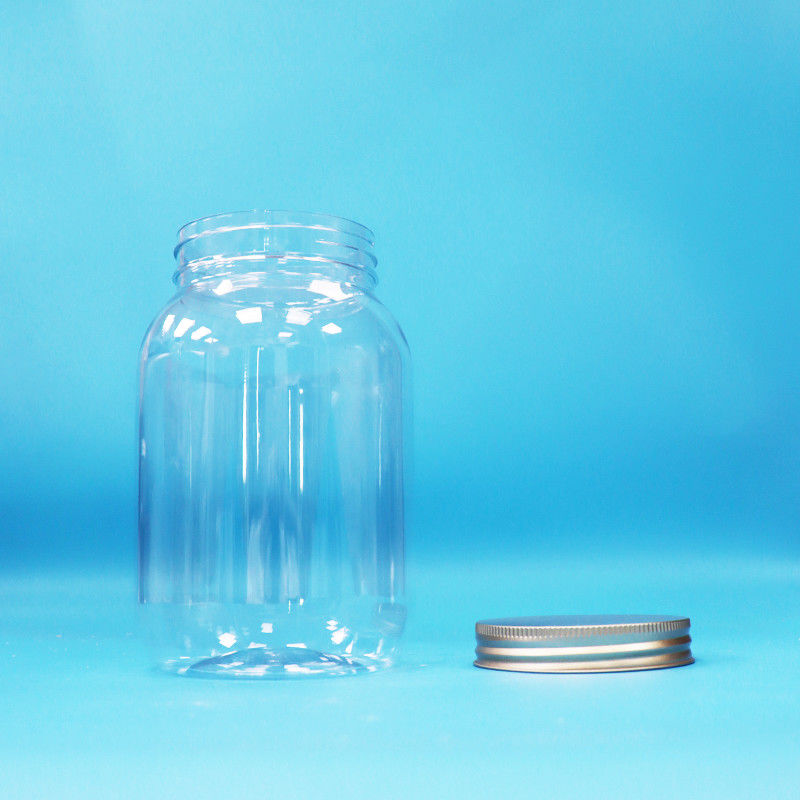 الجودة الغذائية واضحة بي تي إيه بلاستيكية مربعة الجرة المسمار الألومنيوم غطاء مسطح للأطعمة الحلوى المكسرات