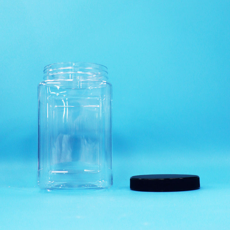 عبوات التعبئة الشفافة شكل مربع بلاستيكي بي تي أسود غطاء للأطعمة حلوى الكعك المعكرونة