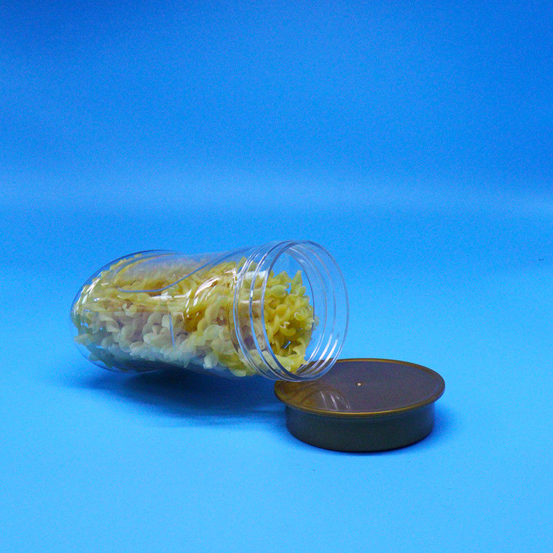 برطمان بلاستيكي شفاف فارغ محكم الإغلاق من مادة PET صالحة للطعام بغطاء لولبي للحلويات والبسكويت والمكسرات