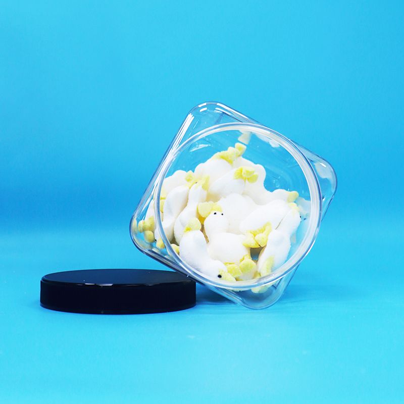 مربع الشكل الشفاف البلاستيكي بطاقات بي تي أسود الغطاء للأطعمة الأطفال حلوى الكعك