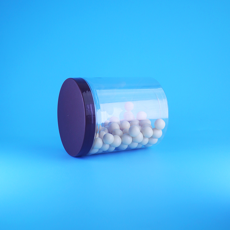 برطمانات طعام شفافة مستديرة عالية من البلاستيك PET محكمة الإغلاق للحلويات والأطعمة الجافة بغطاء مسطح لولبي