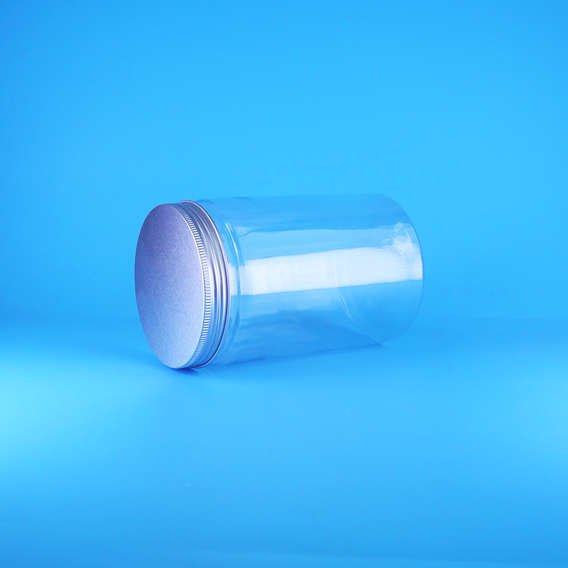 برطمانات شفافة من البلاستيك PET ذات فم واسع للمكسرات والأطعمة والحلويات، برطمانات مستديرة طويلة بغطاء مسطح لولبي