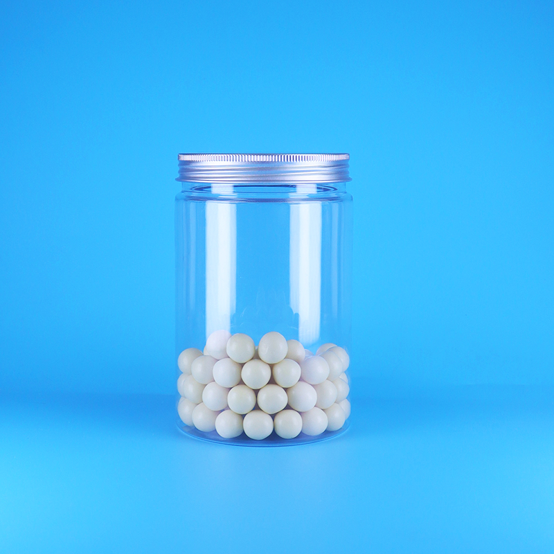 برطمان بلاستيك PET شفاف واسع الفم لطعام الأطفال والحلويات، طويل، دائري، بغطاء ألومنيوم مسطح