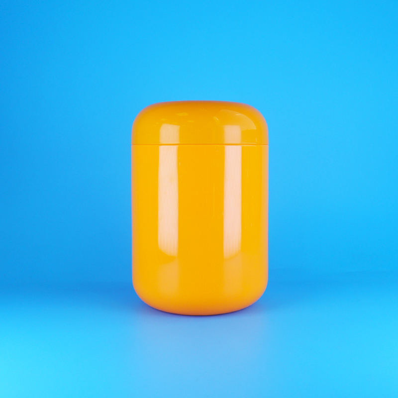 برطمانات بلاستيكية برتقالية مستديرة محكمة الإغلاق للحلويات القطنية، غطاء برتقالي لولبي