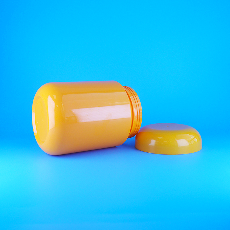 برطمانات بلاستيكية برتقالية مستديرة محكمة الإغلاق للحلويات القطنية، غطاء برتقالي لولبي