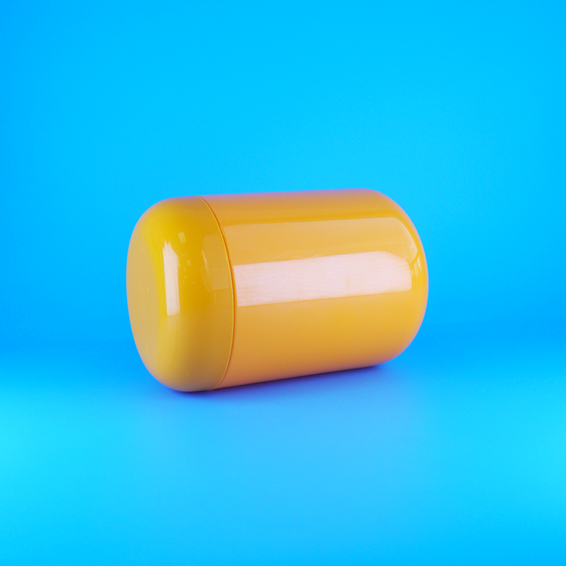 مرطبانات حلوى بلاستيكية برتقالية شفافة بغطاء مسطح برغي من مادة PET صالحة للأكل على شكل دائري، بسكويت، حلوى