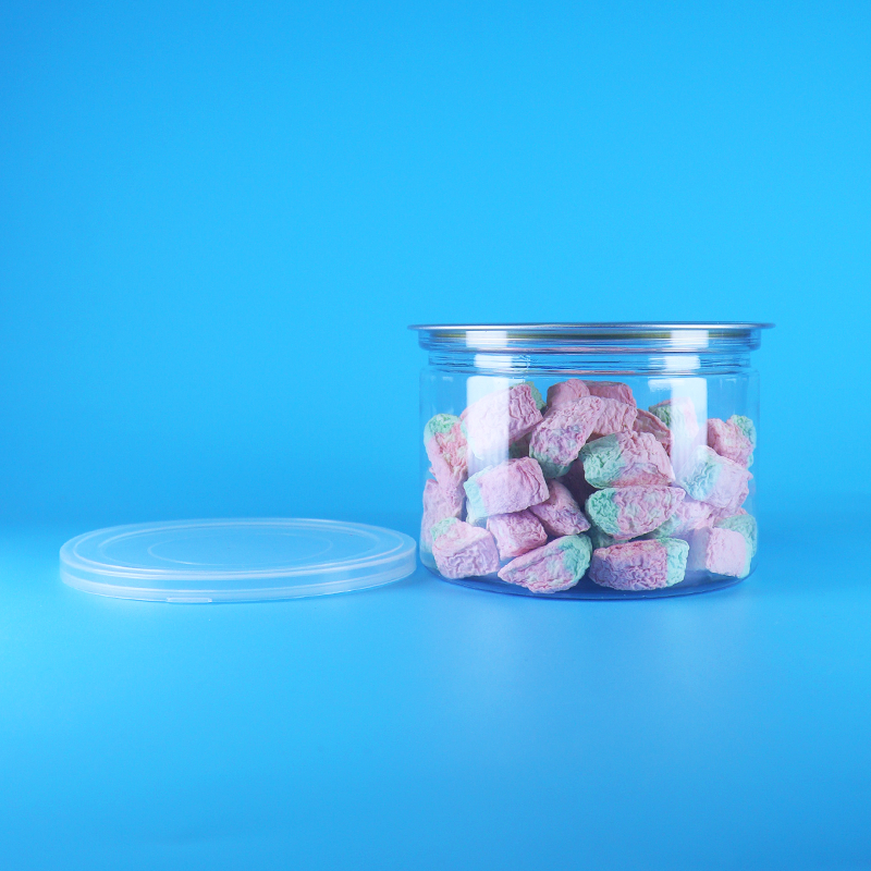 علبة بغطاء سهل الفتح من البلاستيك الشفاف PET دائرية للطعام والحلويات والبسكويت والوجبات الخفيفة والشاي