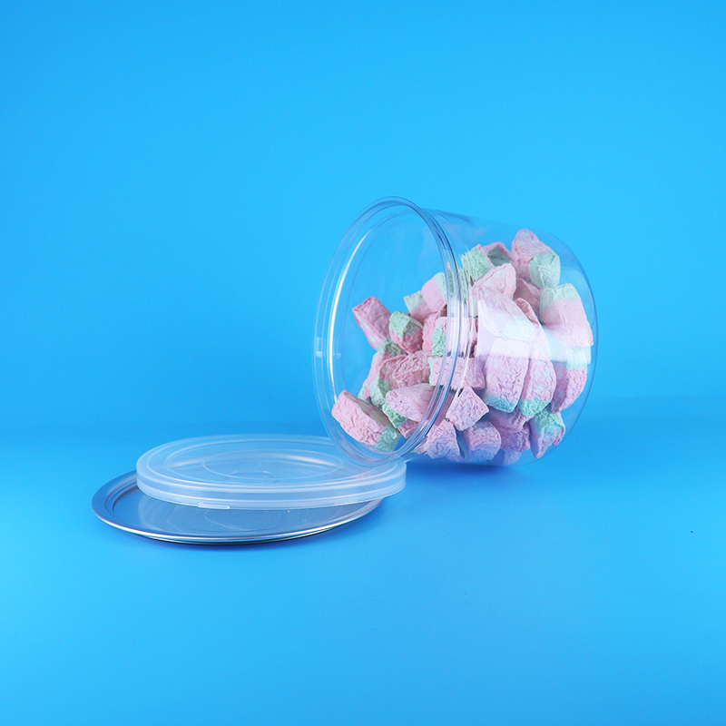 علبة بغطاء سهل الفتح من البلاستيك الشفاف PET دائرية للطعام والحلويات والبسكويت والوجبات الخفيفة والشاي