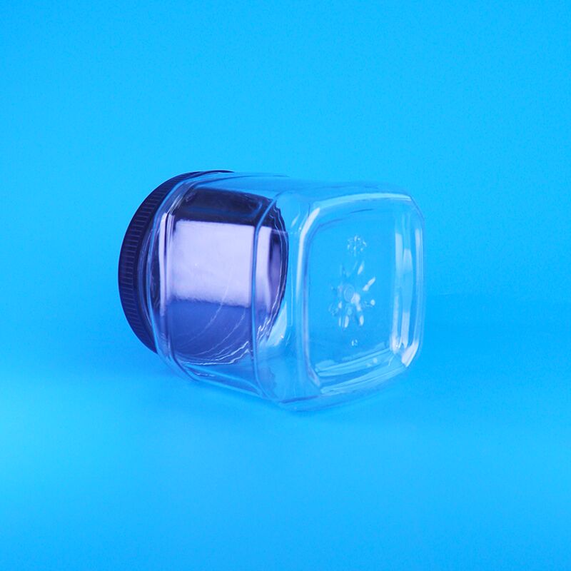 مرطبانات تخزين بلاستيكية مربعة شفافة خالية من الهواء بغطاء لولبي للوجبات الخفيفة والزبيب والفول العريض والصنوبر