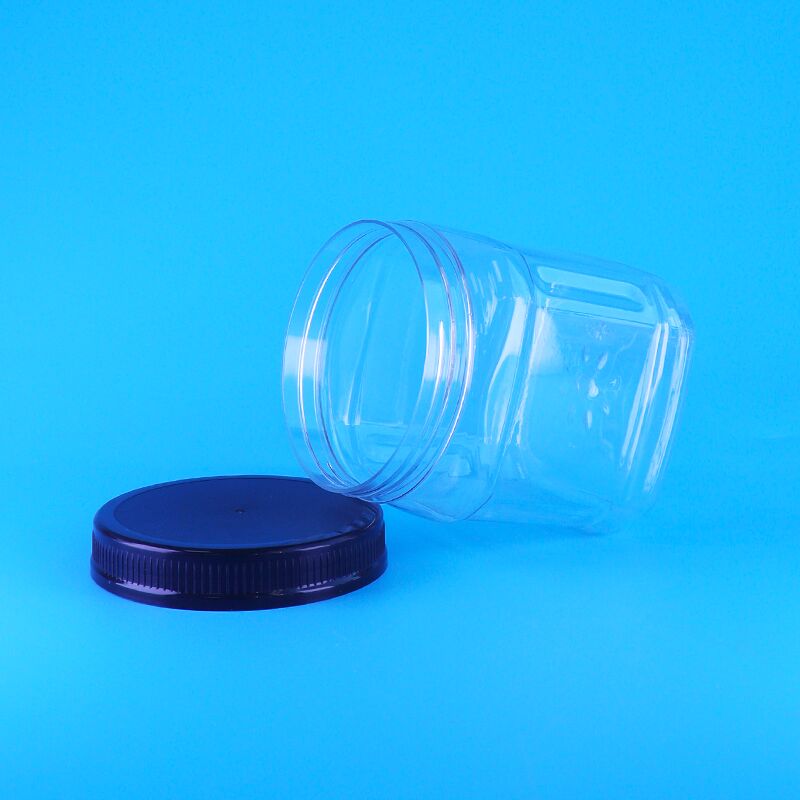 مرطبانات تخزين بلاستيكية مربعة شفافة بغطاء لولبي خالية من الهواء لحلوى سكيتلز ورقائق الشوكولاتة والفول والصنوبر