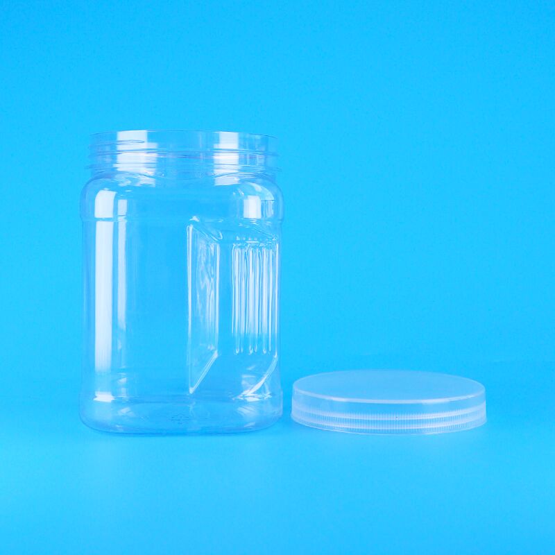 PET مربع صافي الغطاء المسمار البلاستيكية التخزين العقدة الأسود الأرز القمح المفرقعات الزجاجات