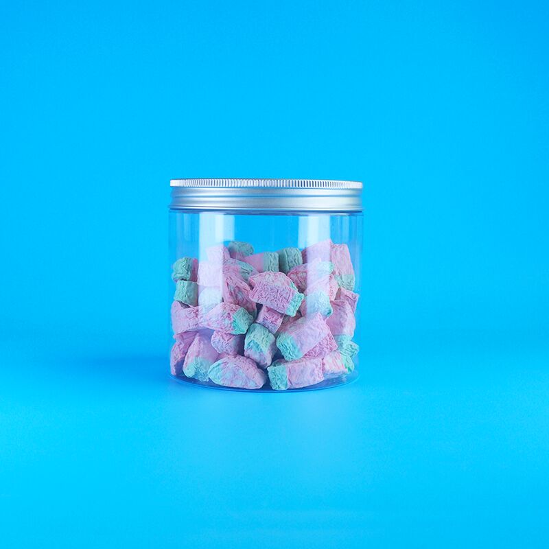 الألومنيوم المستديرة سهلة فتح الغطاء الغذائي الحلوى الكعك الياسمين الشاي البلاستيكية واضحة قنينة بي تي