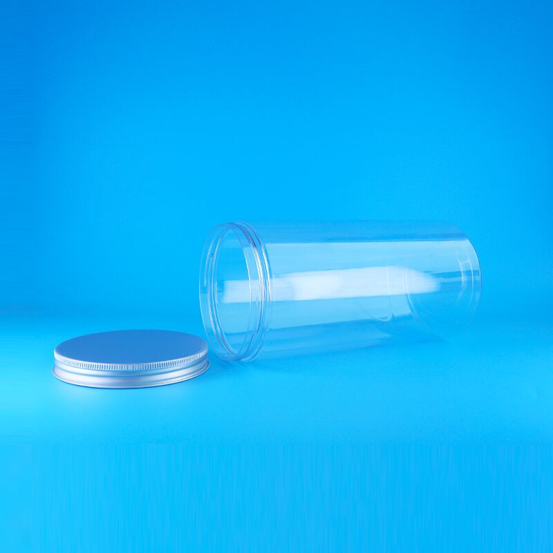 أغطية لولبية فم واسع شفافة محكمة الإغلاق طويلة مستديرة بلاستيكية جافة الغذاء الدب جرة البسكويت