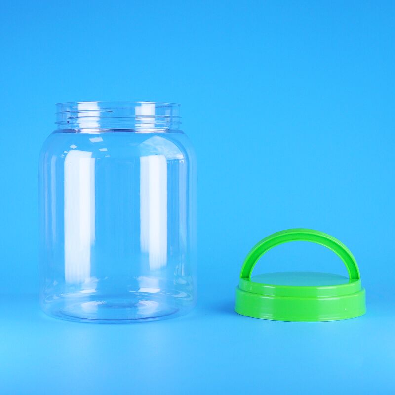 برطمان بلاستيكي دائري شفاف بغطاء مسطح صالح للطعام لحلوى القهوة واللوز وبذور اللوتس وطعام الأطفال،