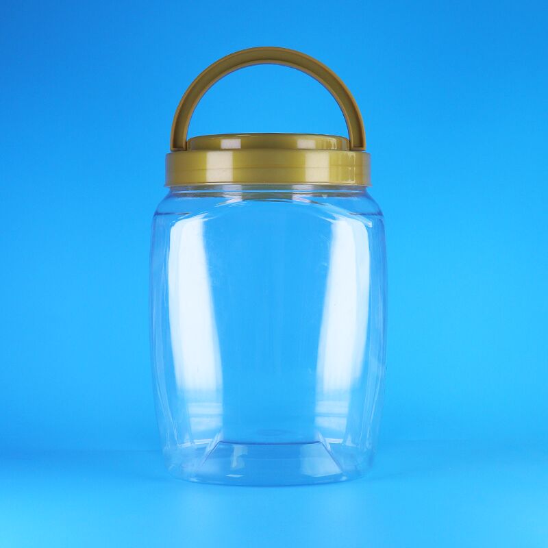 شكل مربع مقبض غطاء بلاستيكي واضح بطاطس الكعك الفاكهة الجافة المعكرونة وعاء التخزين