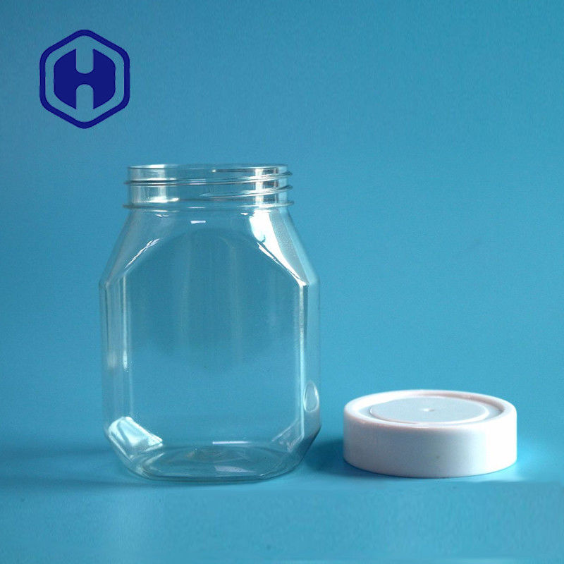 علبة زبدة الفول السوداني البلاستيكية غير السامة 390 مل 13 أوقية بلون شفاف