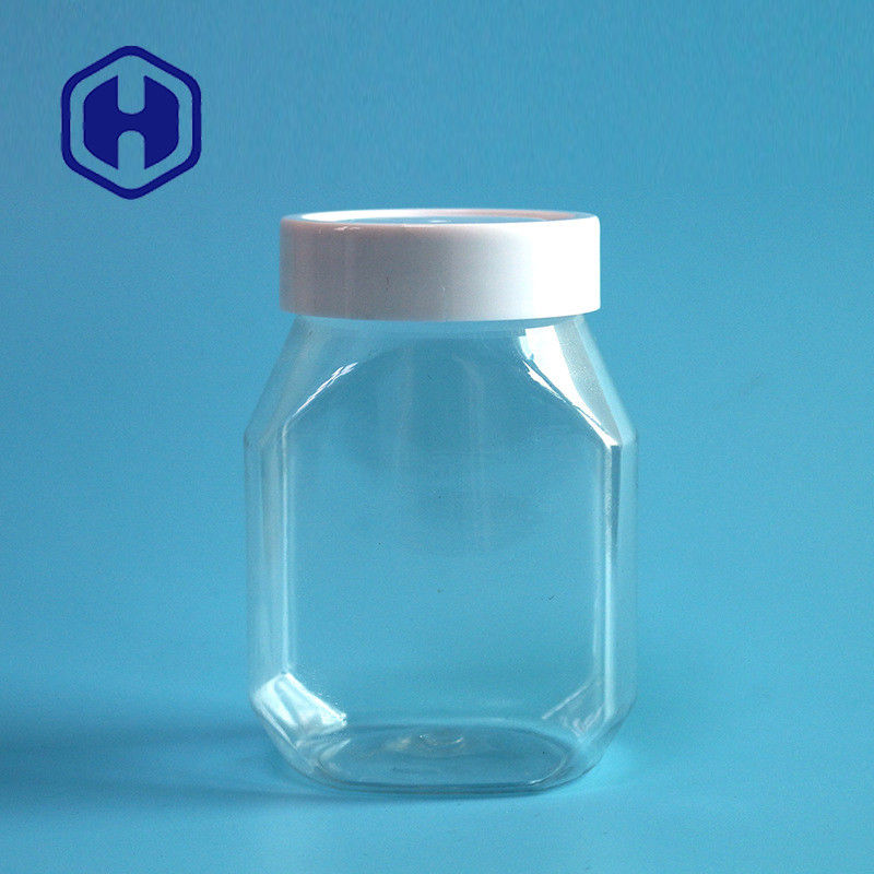 علبة زبدة الفول السوداني البلاستيكية غير السامة 390 مل 13 أوقية بلون شفاف