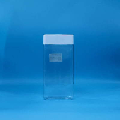 سهلة مفتوحة شفافة الغذاء بي تي مربع البلاستيك الكعك الحلوى جرة بيضاء غطاء بلاستيكي