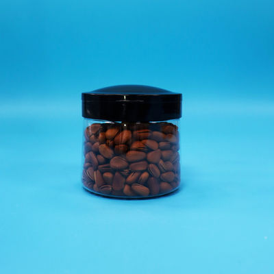 الصف الغذائي البلاستيكية الصغيرة المستديرة التخزين الزجاجة الشفافة البلاستيكية الأسود الغطاء المسمار