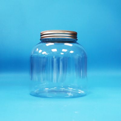 برطمانات طعام يومية مستديرة من البلاستيك PET الشفاف والصديق للبيئة مع أغطية لولبية من الألومنيوم