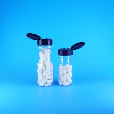 Food Grade Transparent Plastic PET Pepper Spice Sea Salt Jar Black Flip Top Cap