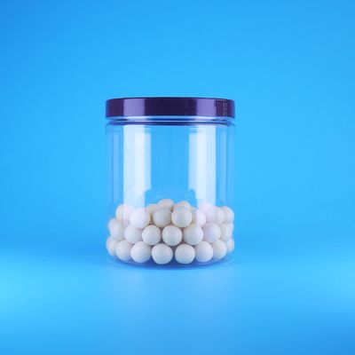برطمانات طعام شفافة مستديرة عالية من البلاستيك PET محكمة الإغلاق للحلويات والأطعمة الجافة بغطاء مسطح لولبي