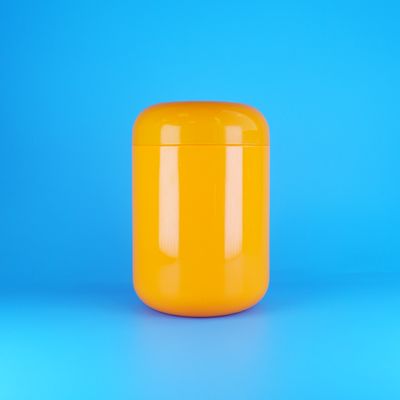 برطمانات بلاستيكية برتقالية مستديرة محكمة الإغلاق للحلويات القطنية، غطاء برتقالي لولبي