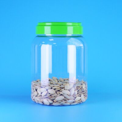 برطمان بلاستيكي دائري شفاف بغطاء مسطح صالح للطعام لحلوى القهوة واللوز وبذور اللوتس وطعام الأطفال،