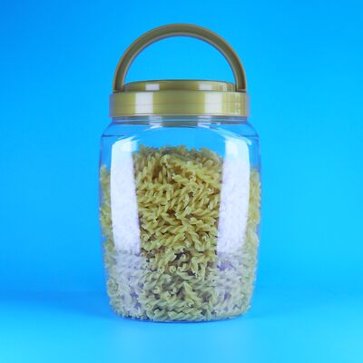 برطمانات طعام بلاستيكية شفافة مربعة بمقبض، من البولي إيثيلين تيرفثالات، لحلوى الأطفال والبسكويت والأطعمة