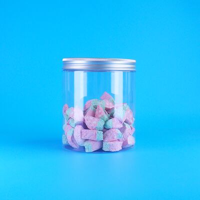 صافي PET بلاستيكي مربع جرة الخوخ الحلوى سكيتلز الفاكهة الهلام مونغ الفاصوليا كعكة الغطاء المسمار