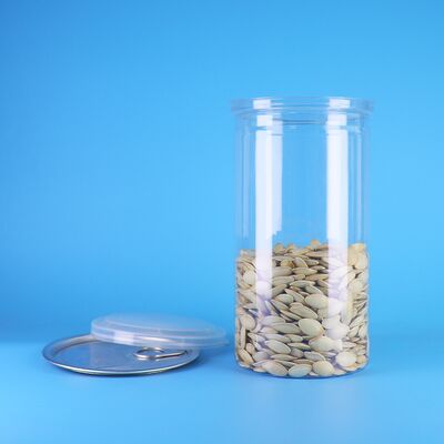 برطمان PET شفاف 700 مل بغطاء واسع الفم سهل الفتح للطعام، البسكويت، الحلوى، الفواكه المجففة